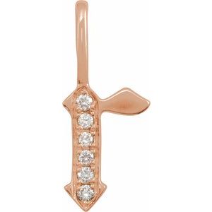 Ladies Natural Diamond Gothic Initial R Charm/Pendant (I1, H+) — 14K Rose Gold