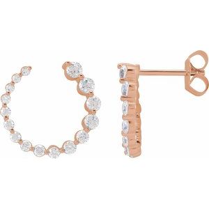 Ladies Natural Diamond Front-Back Earrings — 14K Rose Gold