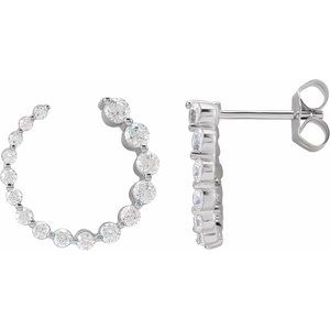 Ladies Natural Diamond Front-Back Earrings — 14K White Gold