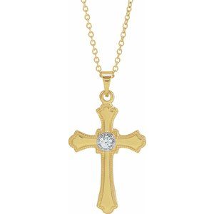 Ladies Natural Diamond Cross Necklace (SI1, G-H) — 14K Yellow Gold