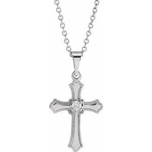 Ladies Natural Diamond Cross Necklace (SI1, G-H) — 14K White Gold