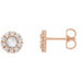 Ladies Rose-Cut Natural Diamond Halo-Style Earrings — 14K Rose Gold