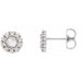 Ladies Rose-Cut Natural Diamond Halo-Style Earrings — Sterling Silver