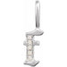 Ladies Natural Diamond Gothic Initial F Charm/Pendant (I1, H+) — 14K White Gold