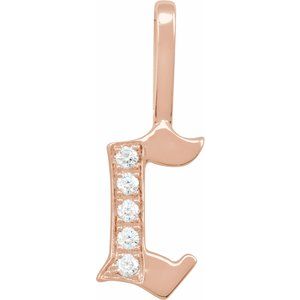 Ladies Natural Diamond Gothic Initial C Charm/Pendant (I1, H+) — 14K Rose Gold