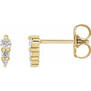 Ladies Natural Diamond Graduated Bar Earrings (I1, G-H) — 14K Yellow Gold