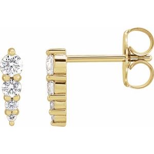 Ladies Natural Diamond Graduated Bar Earrings (I1, G-H) — 14K Yellow Gold