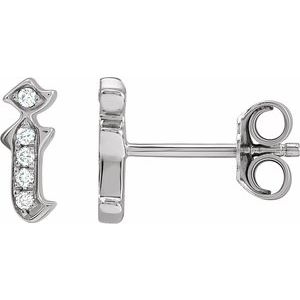 Ladies Natural Diamond Gothic Initial I Earring (I1, H+) — 14K White Gold