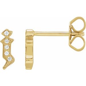 Ladies Natural Diamond Gothic Initial J Earring (I1, H+) — 14K Yellow Gold