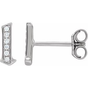 Ladies Natural Diamond Gothic Initial L Earring (I1, H+) — 14K White Gold