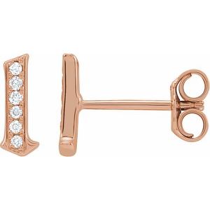 Ladies Natural Diamond Gothic Initial L Earring (I1, H+) — 14K Rose Gold