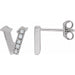Ladies Natural Diamond Gothic Initial V Earring (I1, H+) — 14K White Gold