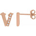 Ladies Natural Diamond Gothic Initial V Earring (I1, H+) — 14K Rose Gold