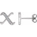 Ladies Natural Diamond Gothic Initial X Earring (I1, H+) — 14K White Gold