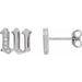 Ladies Natural Diamond Gothic Initial W Earring (I1, H+) — 14K White Gold