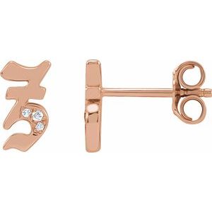 Ladies Natural Diamond Gothic Initial Z Earring (I1, H+) — 14K Rose Gold
