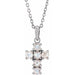 Ladies Rose-Cut Natural Diamond Cross Necklace (Vs/Si1, Ghi) — Sterling Silver