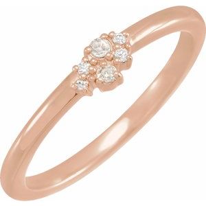 Ladies Rose-Cut Faceted Natural Diamond Stackable Ring (VS1-SI1/I1, GHI) — 14K Rose Gold
