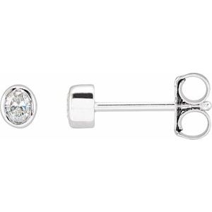Ladies Natural Diamond Bezel-Set Earrings — Sterling Silver