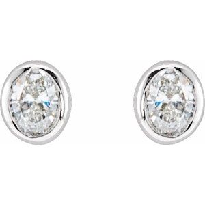 Lab-Grown Diamond Oval Bezel-Set Stud Earrings