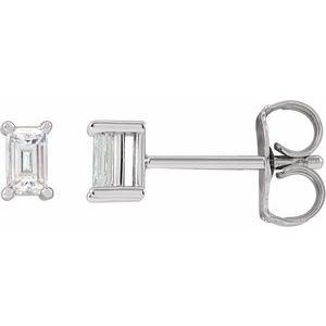 Ladies Natural Diamond Stud Earrings — 14K White Gold