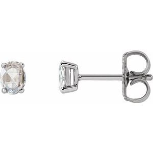 Ladies Rose-Cut Natural Diamond Earrings — Sterling Silver