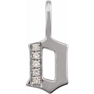 Ladies Natural Diamond Gothic Initial O Charm/Pendant (I1, H+) — 14K White Gold