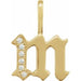 Ladies Natural Diamond Gothic Initial M Charm/Pendant (I1, H+) — 14K Yellow Gold