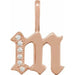 Ladies Natural Diamond Gothic Initial M Charm/Pendant (I1, H+) — 14K Rose Gold