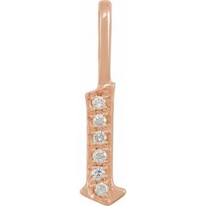 Ladies Natural Diamond Gothic Initial L Charm/Pendant (I1, H+) — 14K Rose Gold