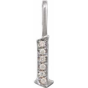 Ladies Natural Diamond Gothic Initial L Charm/Pendant (I1, H+) — 14K White Gold