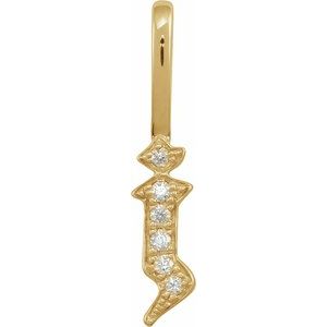 Ladies Natural Diamond Gothic Initial J Charm/Pendant (I1, H+) — 14K Yellow Gold