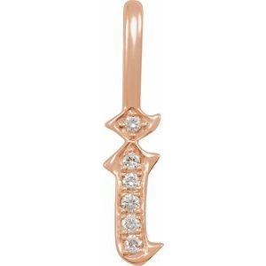 Ladies Natural Diamond Gothic Initial I Charm/Pendant (I1, H+) — 14K Rose Gold