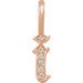 Ladies Natural Diamond Gothic Initial I Charm/Pendant (I1, H+) — 14K Rose Gold