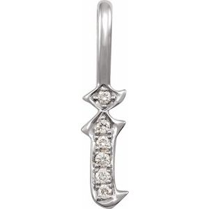 Ladies Natural Diamond Gothic Initial I Charm/Pendant (I1, H+) — 14K White Gold