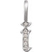 Ladies Natural Diamond Gothic Initial I Charm/Pendant (I1, H+) — 14K White Gold