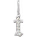 Ladies Natural Diamond Gothic Initial T Charm/Pendant (I1, H+) — 14K White Gold