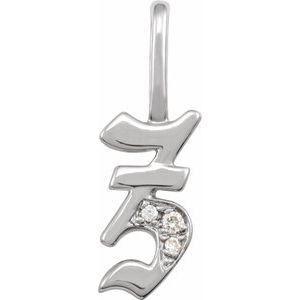 Ladies Natural Diamond Gothic Initial Z Charm/Pendant (I1, H+) — 14K White Gold