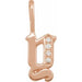 Ladies Natural Diamond Gothic Initial Y Charm/Pendant (I1, H+) — 14K Rose Gold