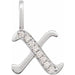 Ladies Natural Diamond Gothic Initial X Charm/Pendant (I1, H+) — 14K White Gold