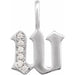 Ladies Natural Diamond Gothic Initial W Charm/Pendant (I1, H+) — 14K White Gold