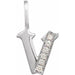 Ladies Natural Diamond Gothic Initial V Charm/Pendant (I1, H+) — 14K White Gold