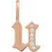 Ladies Natural Diamond Gothic Initial U Charm/Pendant (I1, H+) — 14K Rose Gold