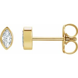 Ladies Natural Diamond Solitaire Bezel-Set Earrings (I1, G-H) — 14K Yellow Gold