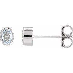 Lab-Grown Diamond Oval Bezel-Set Stud Earrings