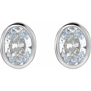 Lab-Grown Diamond Oval Bezel-Set Stud Earrings