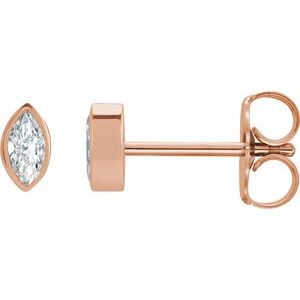 Ladies Natural Diamond Solitaire Bezel-Set Earrings (I1, G-H) — 14K Rose Gold