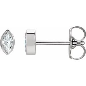 Ladies Natural Diamond Solitaire Bezel-Set Earrings (Si2-Si3, G-H) — Platinum