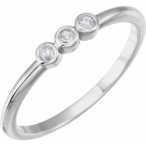 Ladies Rose-Cut Natural Diamond Stackable Ring (SI2-SI3, GHI) — Sterling Silver