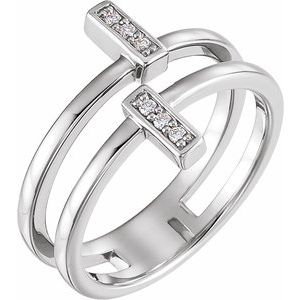 Ladies Natural Diamond Bar Ring — Platinum